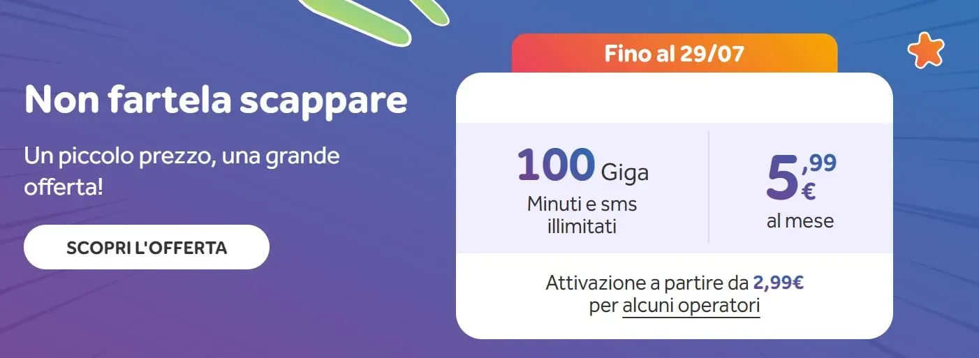 Offerta Passa a Ho Mobile: 100 GB a 5,99€ al Mese