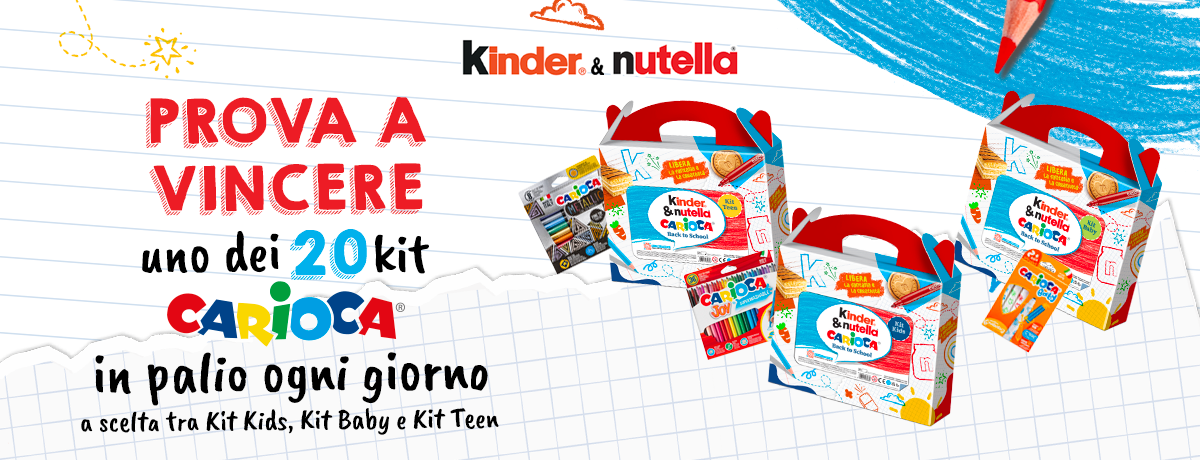 Partecipa al Concorso “Back To School” Nutella Kinder e Vinci 500 Kit Carioca!