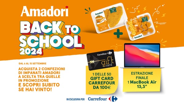 Concorso Amadori “Back to school 2024”: Vinci Gift Card Carrefour e un MacBook Air